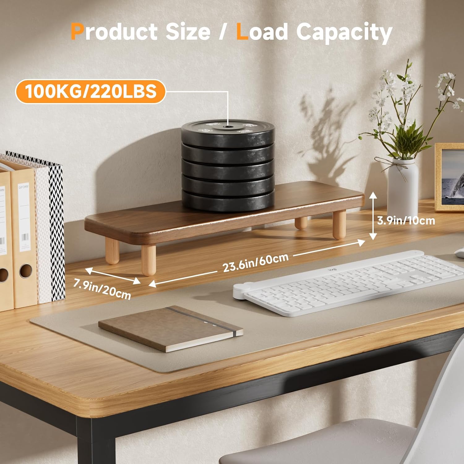 AUCT 18442 - Monitor Stand Riser, 24 Inch Wood Desk Organizer with Monitor Stand & Storage Computer Mon - Image 3