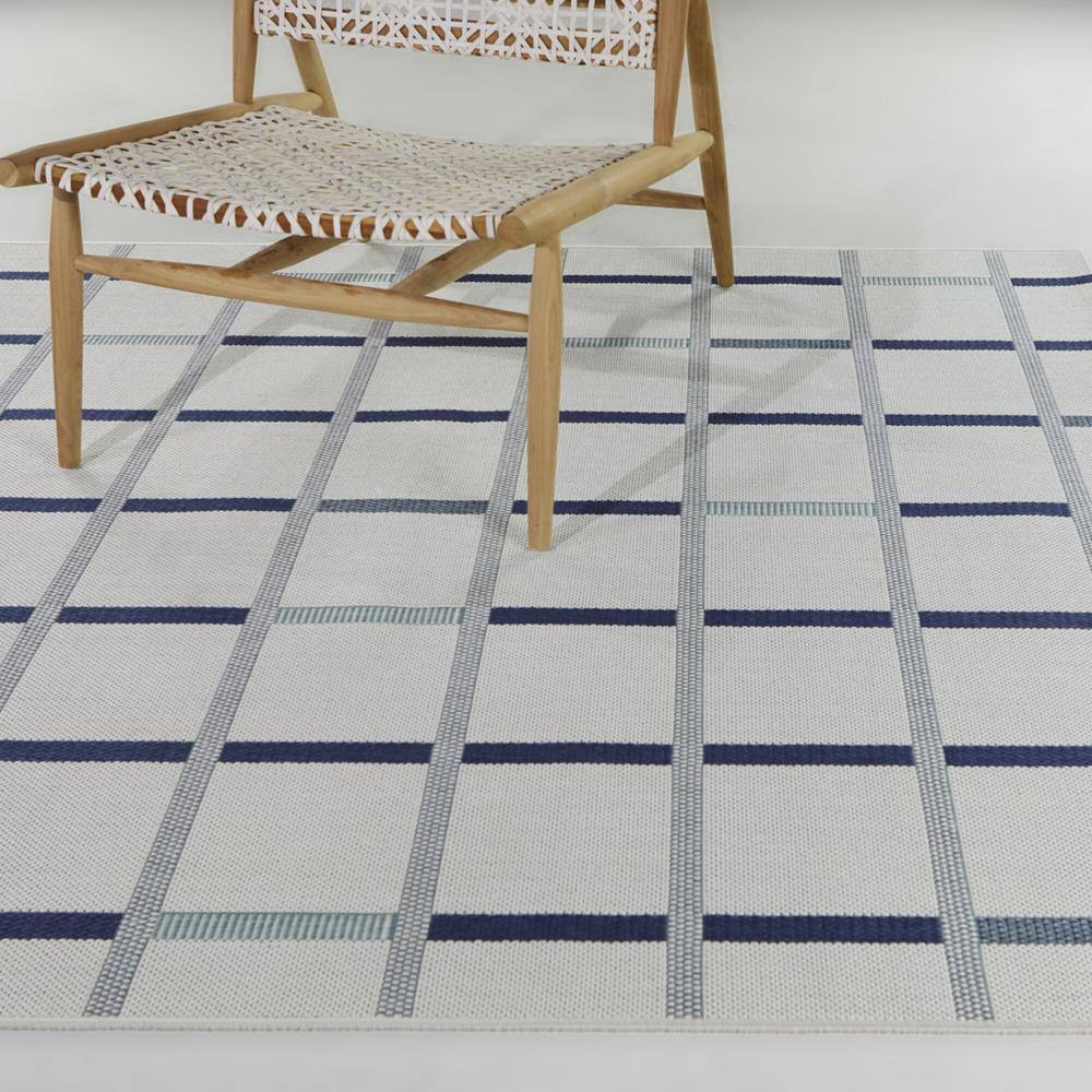 AUCT 17843rr - $108 Kramer Navy Blue 5 ft. x 7 ft. Geometric Indoor/Outdoor Area Rug - Image 2