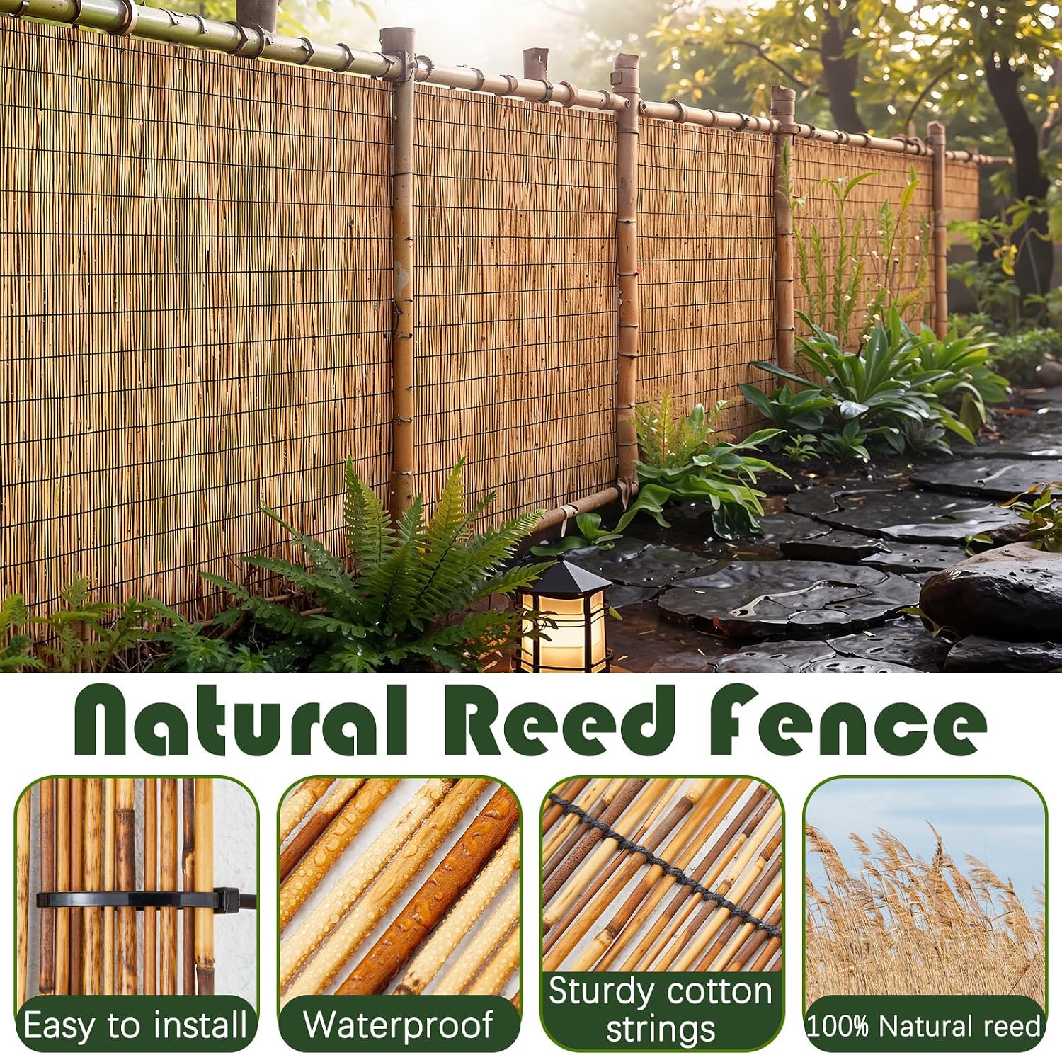 AUCT 18196 - $79 Barydat 2 Pcs 4 x 16.4 ft Reed Fence Roller | Privacy Patio Screen Decorative Fences R - Image 4