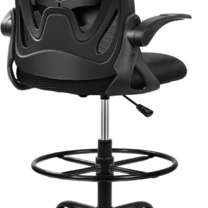 AUCT 18407 - $119 Drafting Chair Tall Office Chair with Flip-up Armrests Executive Ergonomic Computer S