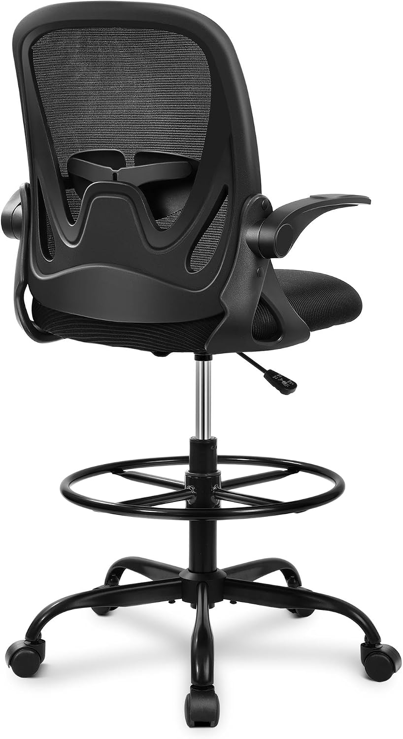 AUCT 18407 - $119 Drafting Chair Tall Office Chair with Flip-up Armrests Executive Ergonomic Computer S