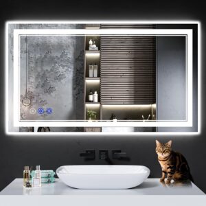AUCT 17664m - $159 42"x24" LED Bathroom Mirror with Lights,Anti-Fog,3 Color Modes