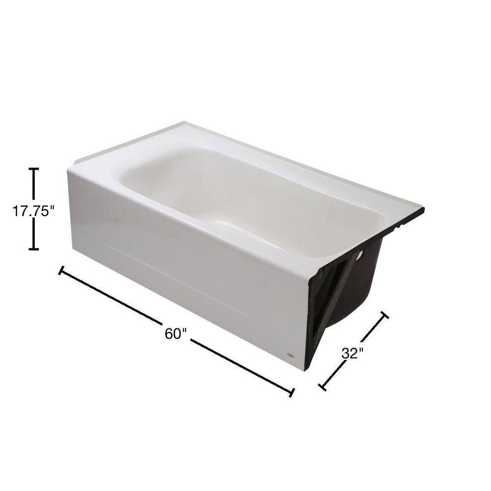 AUCT 18881 - $1031 Cambridge 60 in. x 32 in. Soaking Bathtub with Right Hand Drain in White - Image 3