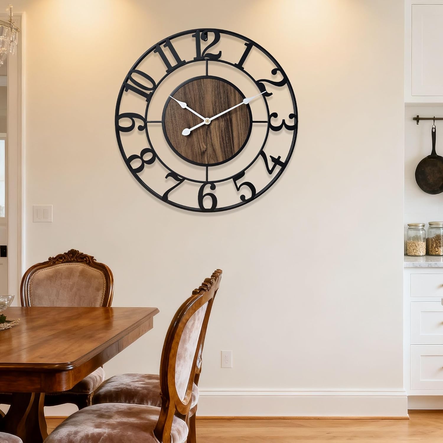 AUCT 19843 - $57 Large Metal Wall Clock, 24 Inch Retro Decorative Silent, Non Ticking, Battery Operated - Image 4