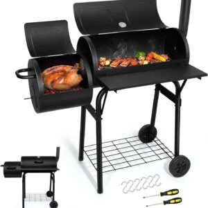 AUCT 18504 - $108 Joyfair Charcoal Grill with Offset Smoker, Outdoor BBQ Camping Barrel Grill | 551 Sq.