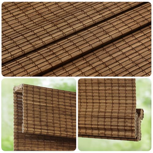 AUCT 18794 - $56 LazBlinds Cordless Bamboo Roman Shades, 33.5x64, Highfield Teak - Image 3