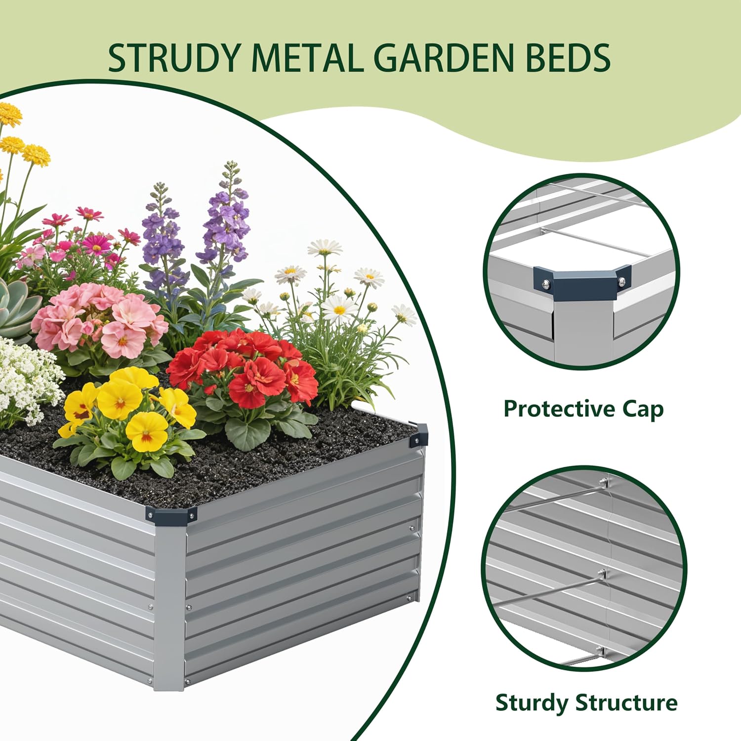 AUCT 19605 - $58 zunatu 8x2x1 ft(2 Pack) Galvanized Raised Garden Bed,Outdoor Planter Box Metal Patio K - Image 3