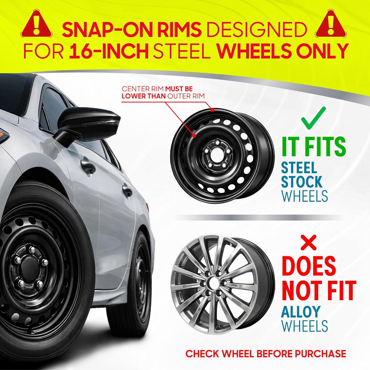 AUCT 18528 - $55 BDK 16 Inch Hubcaps Set of 4 OEM Replacement Snap-On Wheel Rim Covers - Universal Fi - Image 3