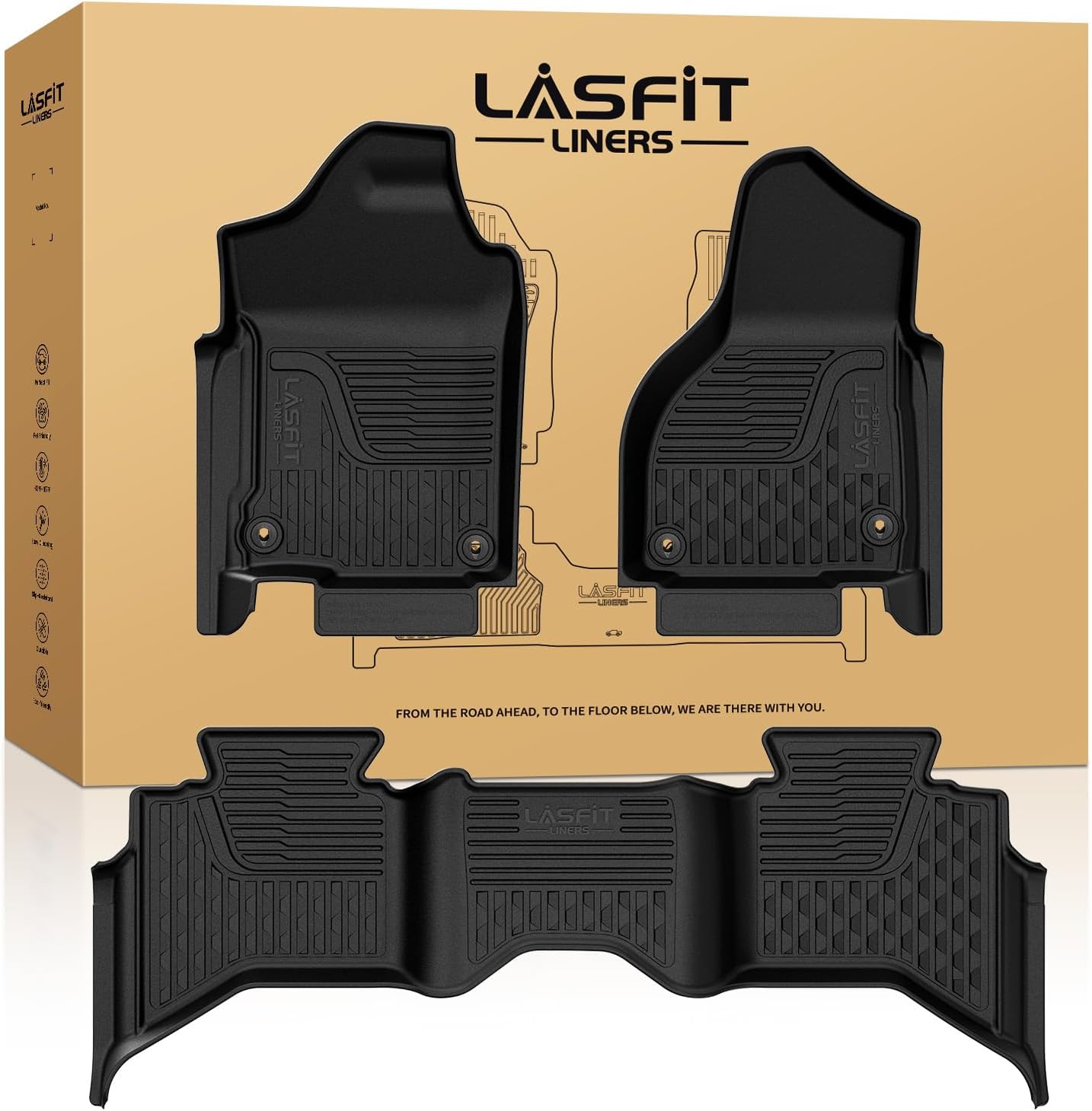 AUCT 18033 - $115 LASFIT Floor Mats for RAM 1500 2013-2018 & 1500 Classic 2019-2024 Quad Cab | Fits Buc