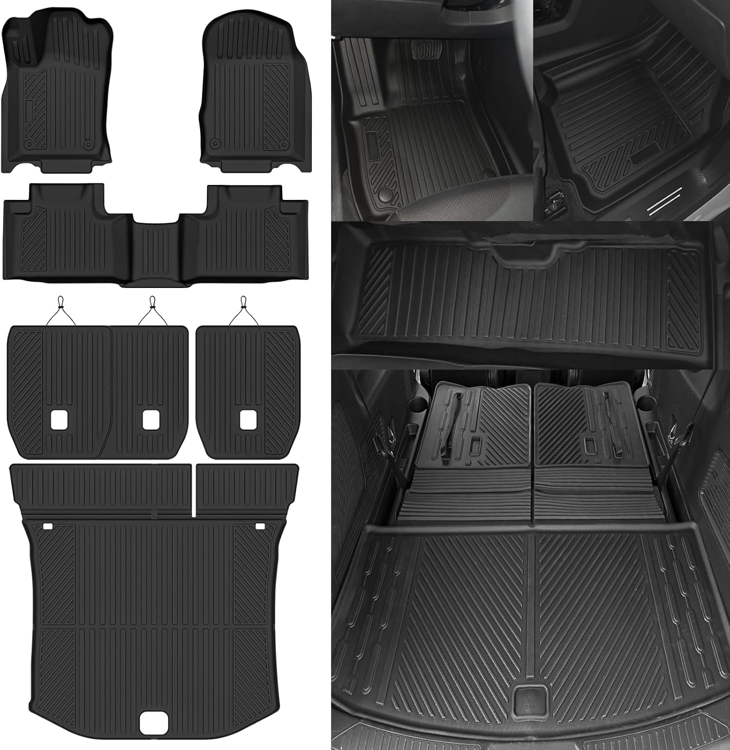 AUCT 18575 - $95 Custom Fit Floor Mats for Jeep Grand Cherokee 2016-2021, All Weather TPE Floor Liners