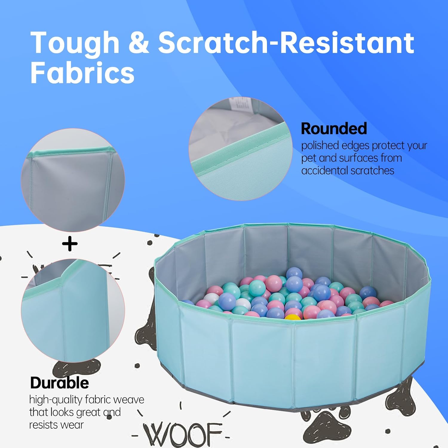 AUCT 18566 - Dog Ball Pit with Balls Included, 31.5 Inch Foldable Dog Ball Pool for Small Dogs, with Br - Image 3
