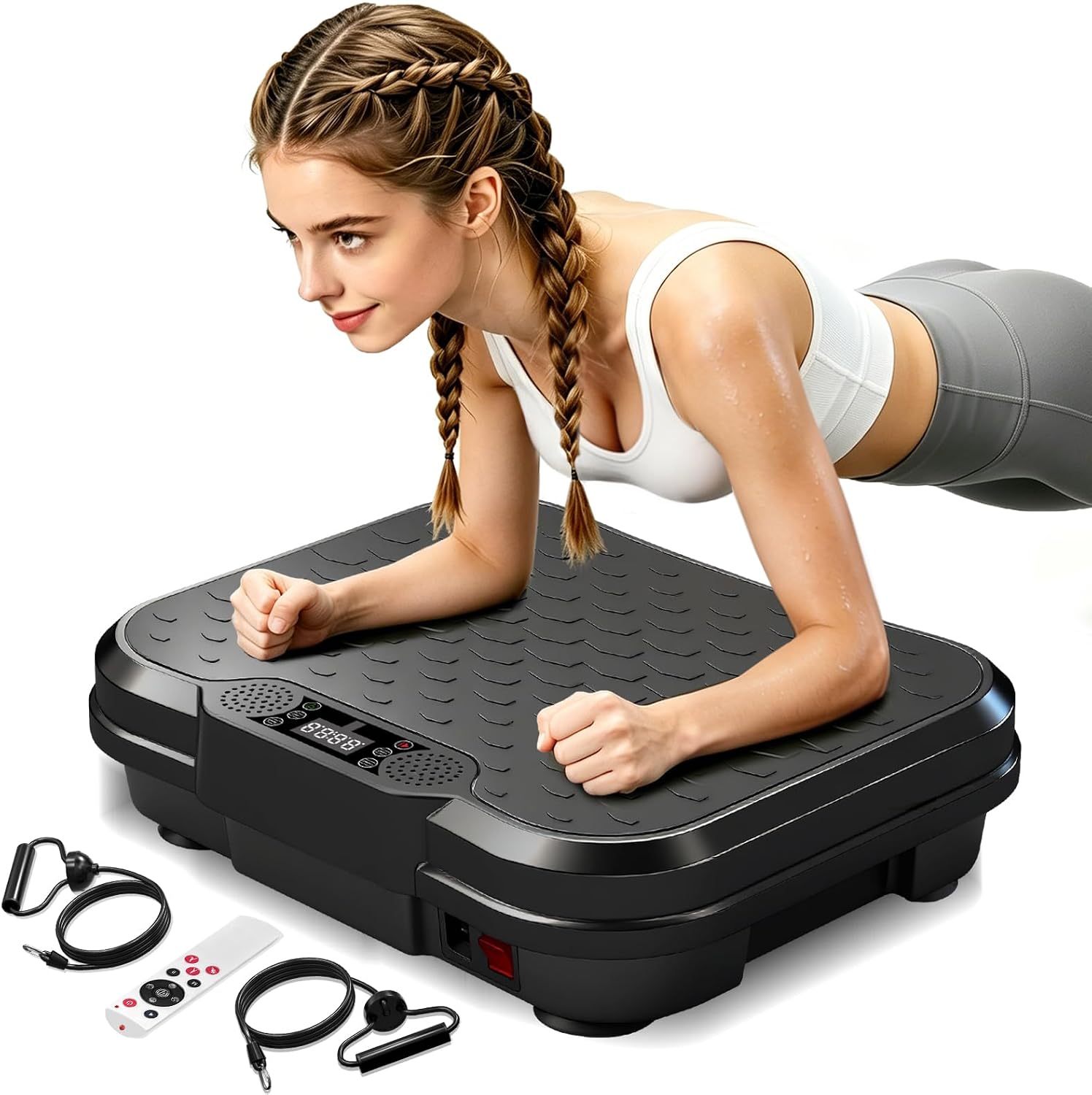 AUCT 18352 - $70 Vibration Plate Exercise Machine, Curved Vibration Plate for Lymphatic Drainage Weight