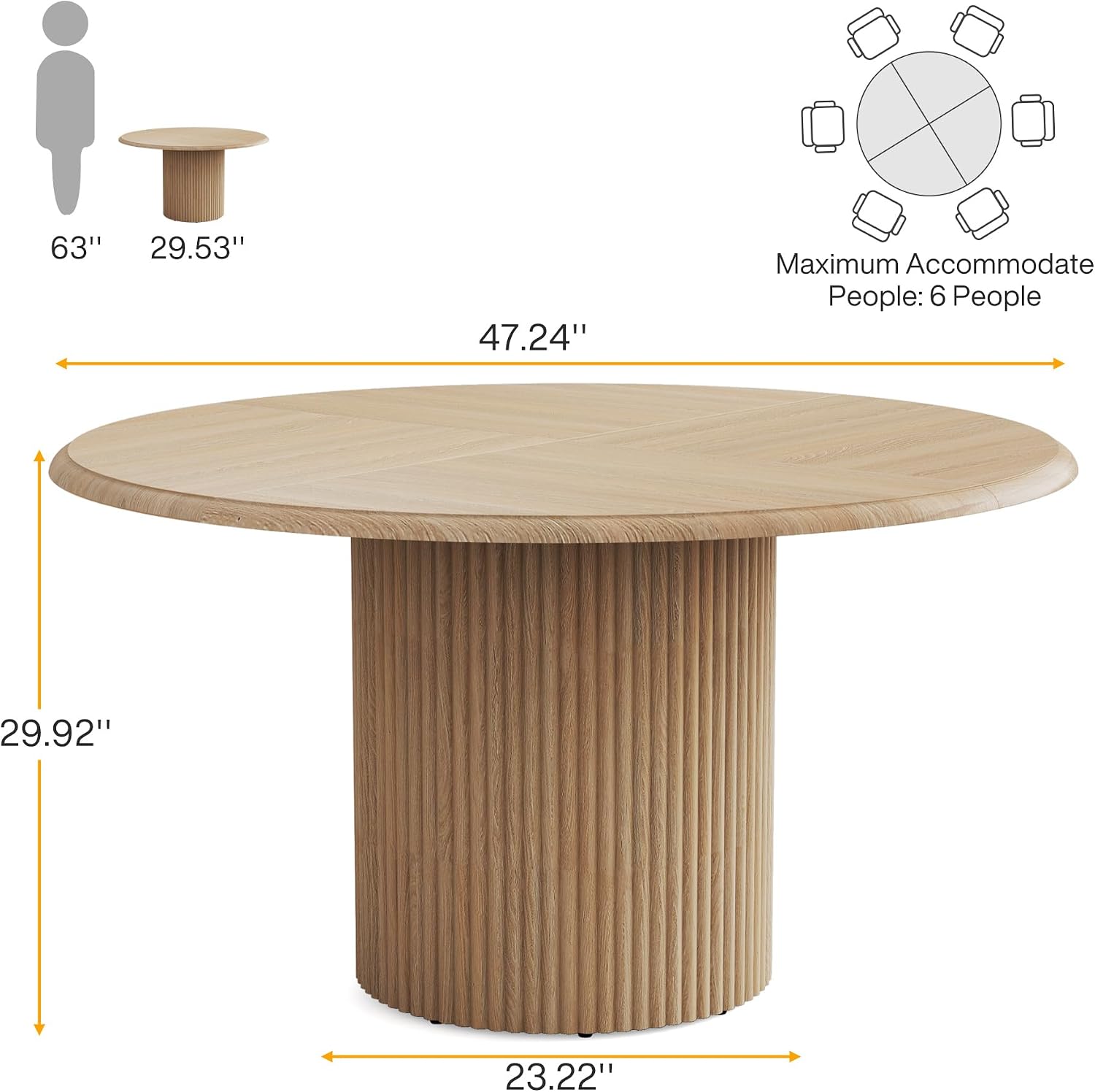 AUCT 17927 - $180 Tribesigns 47" Round Dining Table for 4, Farmhouse Kitchen Table with Metal Base, Mod - Image 2
