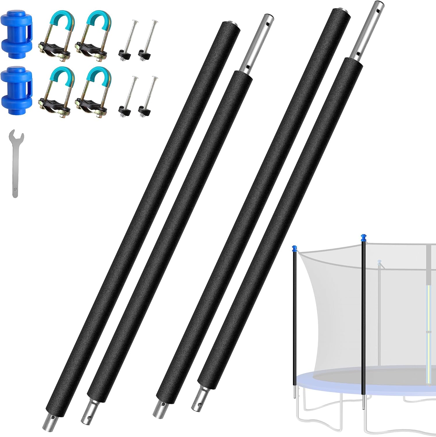 AUCT 19050 - $59 2PCS Trampoline Poles Replacement-Universal Straight Enclosure Poles