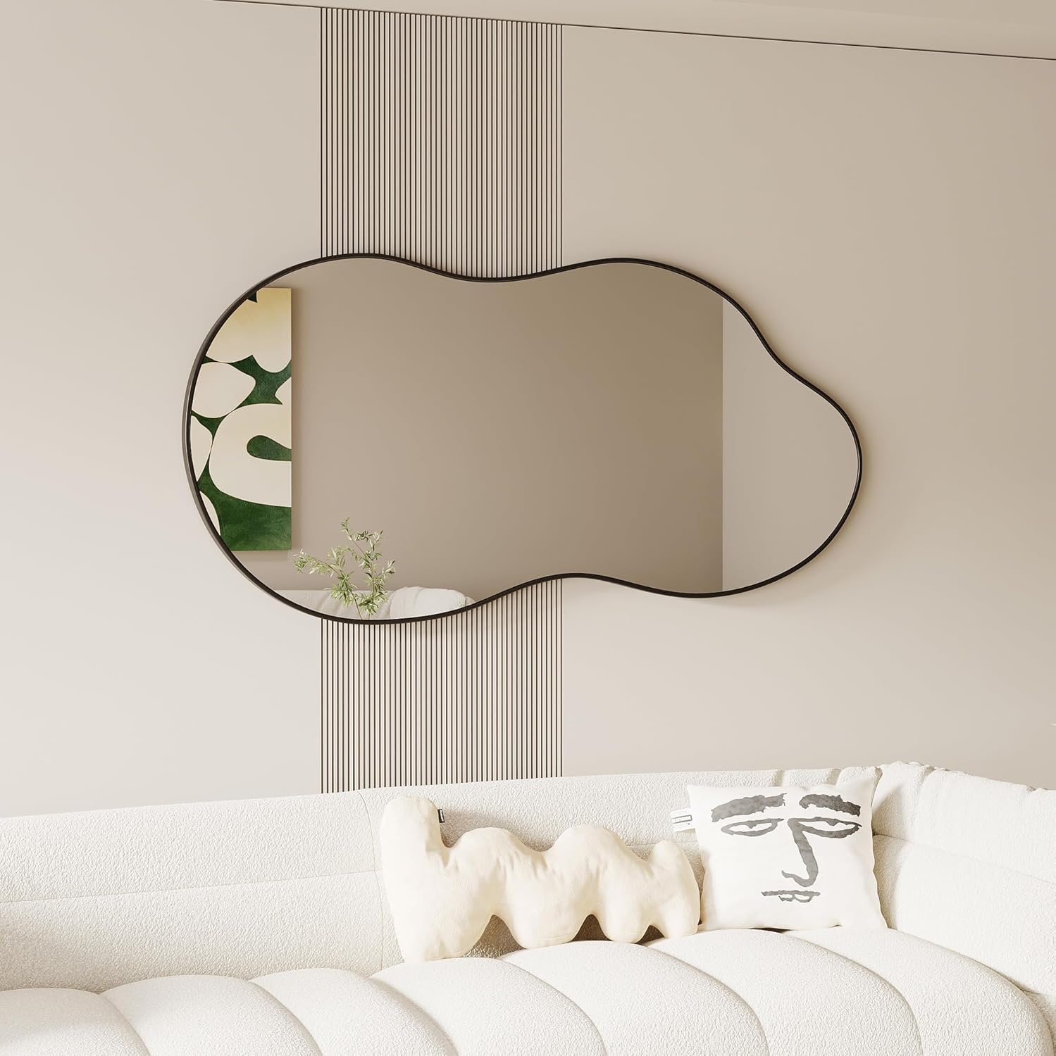 AUCT 18505mm - $101 Irregular Wall Mirror - 28' 55' Asymmetrical Decorative Tempered Glass Aluminum Alloy - Image 4