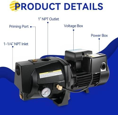 AUCT 17945 - $199 Acquaer Shallow Well Jet Pump,Cast Iron, Well Depth Up to 25ft, 115V/230V Dual Voltag - Image 3