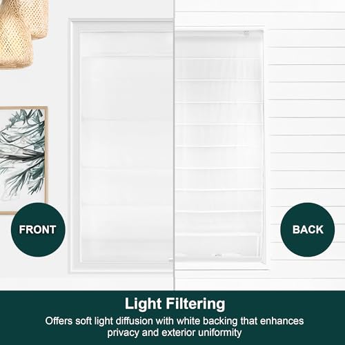 AUCT 18951 - Chicology Cordless Roman Window Shade, Belgian Snow, 31"W x 64"H - Image 4