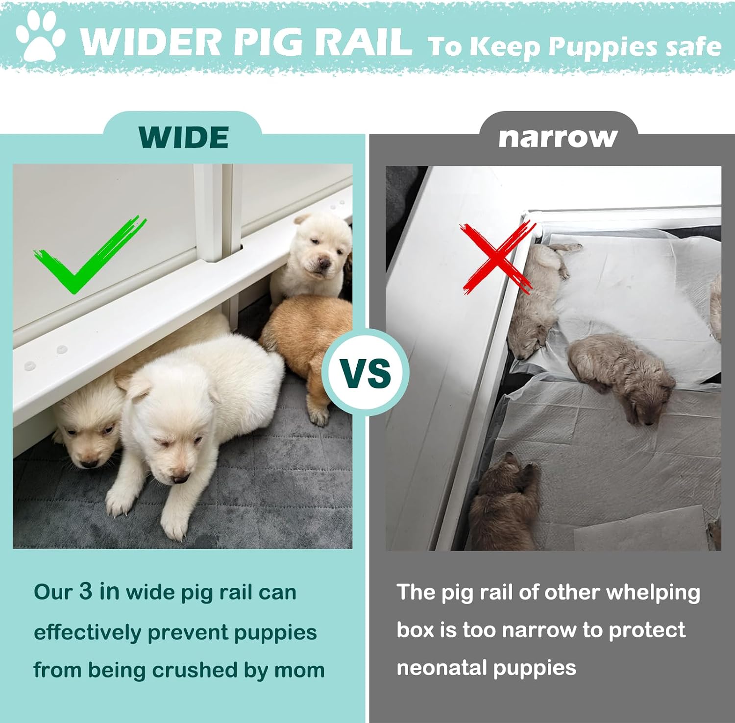 AUCT 18539 - $260 Whelping Box for Dogs,48*48*18in,with Pig Rails & Puppy Washable Pee Pad | Whelping P - Image 3