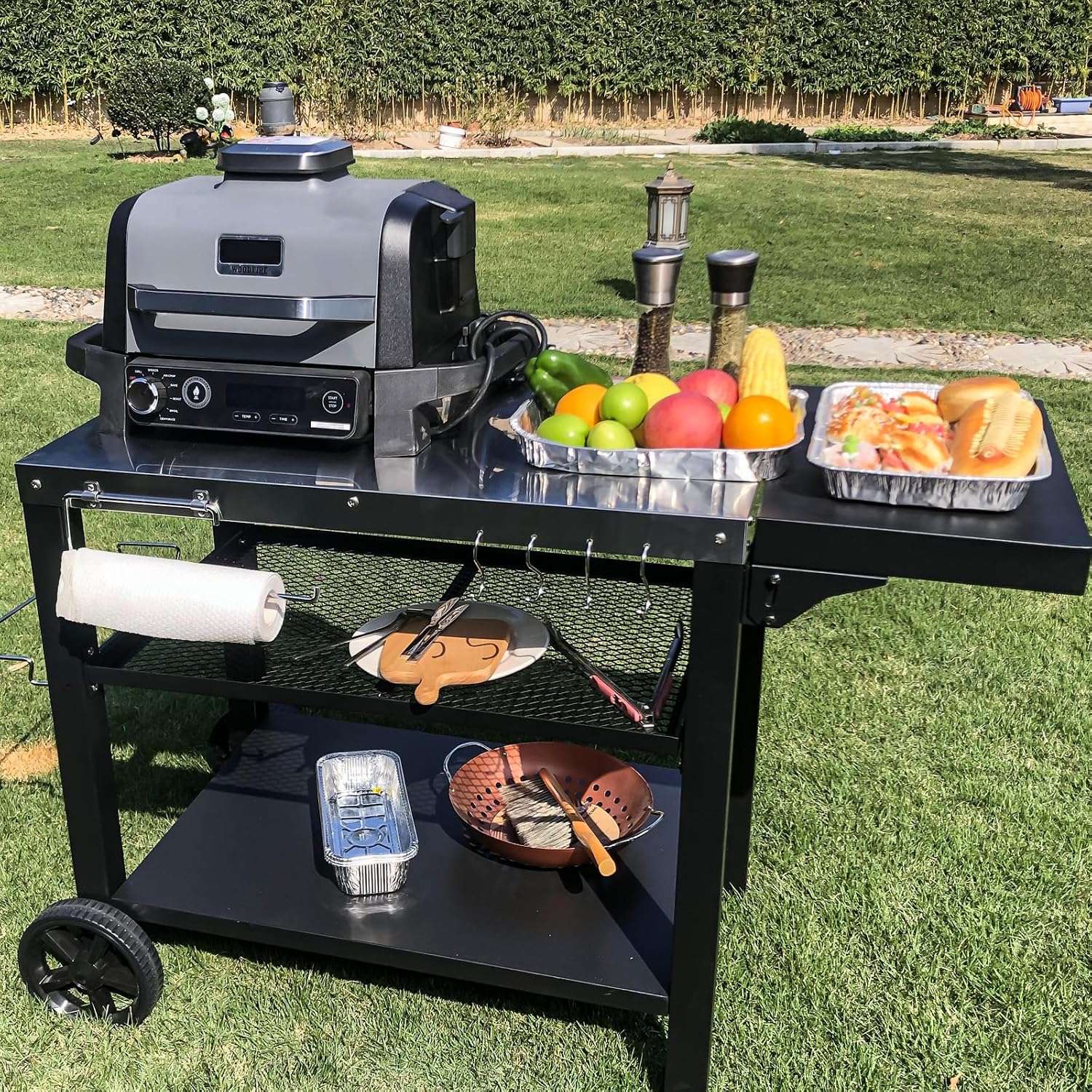 AUCT 20164 - $152 Outdoor Kitchen Island, Grill Table Cart with Drawer, Pizza Oven Stand, Movable 3-She - Image 4