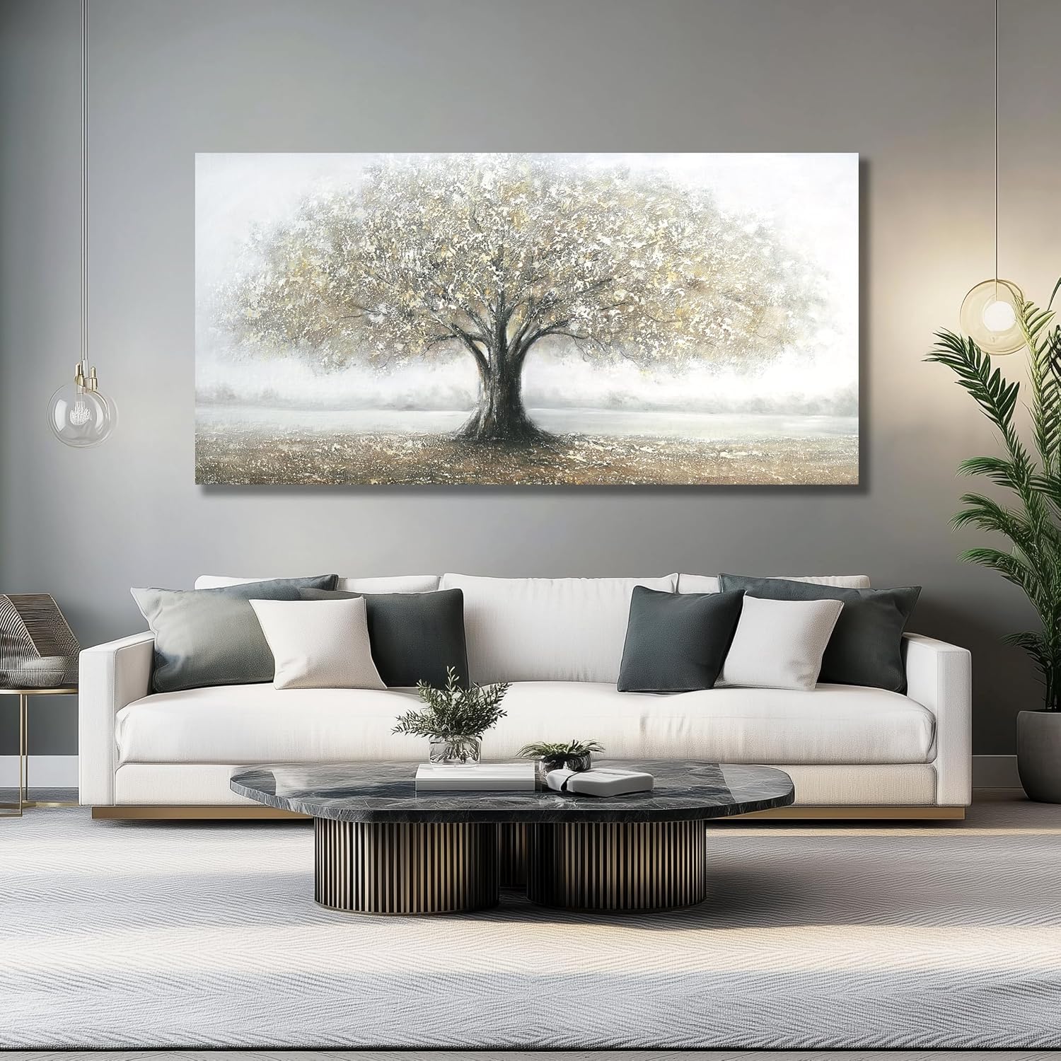 AUCT 17746mm - $150 Yuaxker Tree of Life Wall Decor Gold Wall Art Large Landscape Art Modern Minimalist C - Image 2