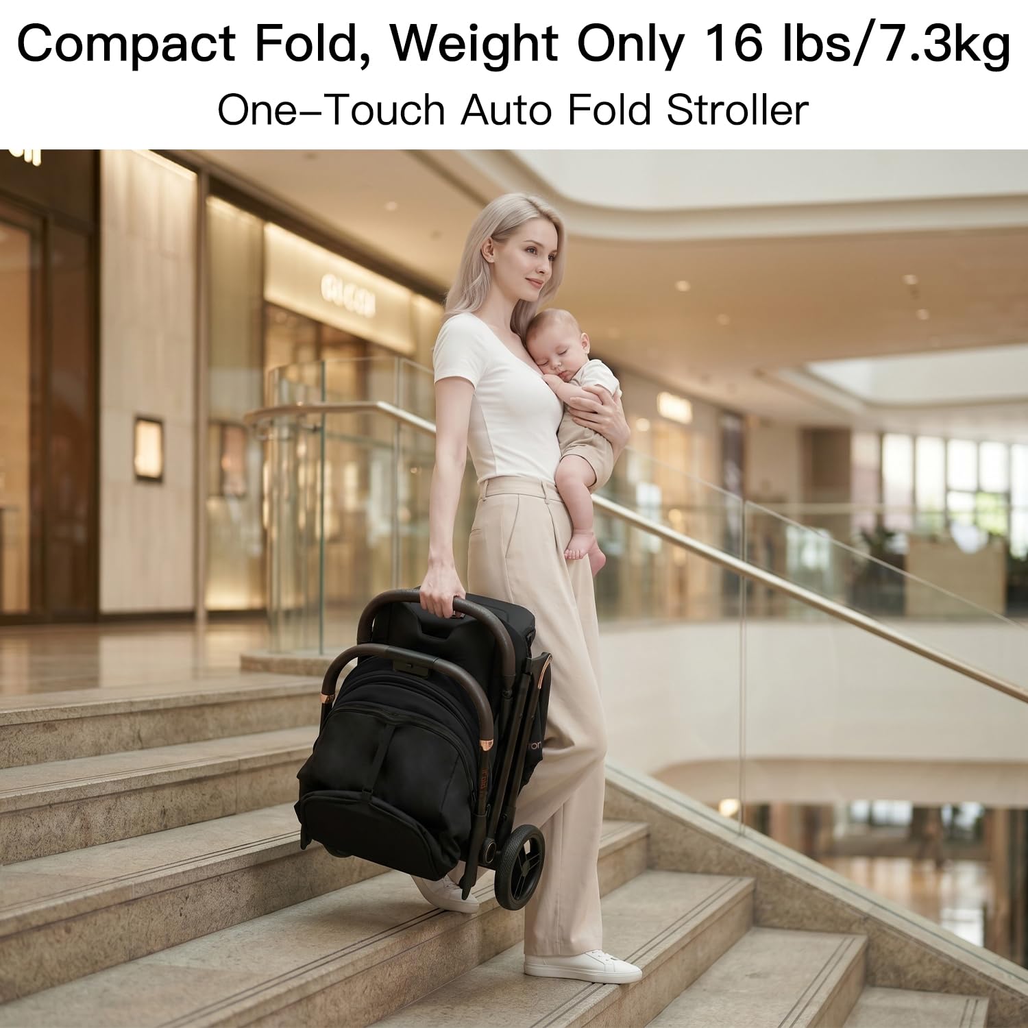 AUCT 18414 - $160 Gromast Gravity Folding Baby Stroller - Portable Travel Toddler Stroller w/Adjustable - Image 3