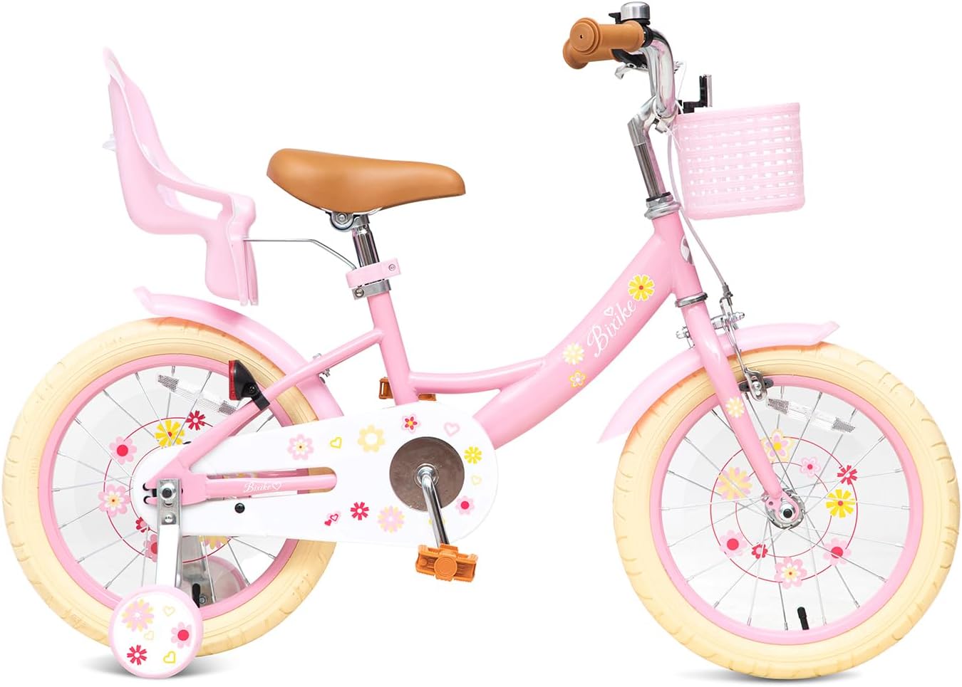 AUCT 19595 - $128 Bixike Girls Bike with Basket for Toddlers and Kids Aged 3-14 Years Old, 12 14 16 18 - Image 2