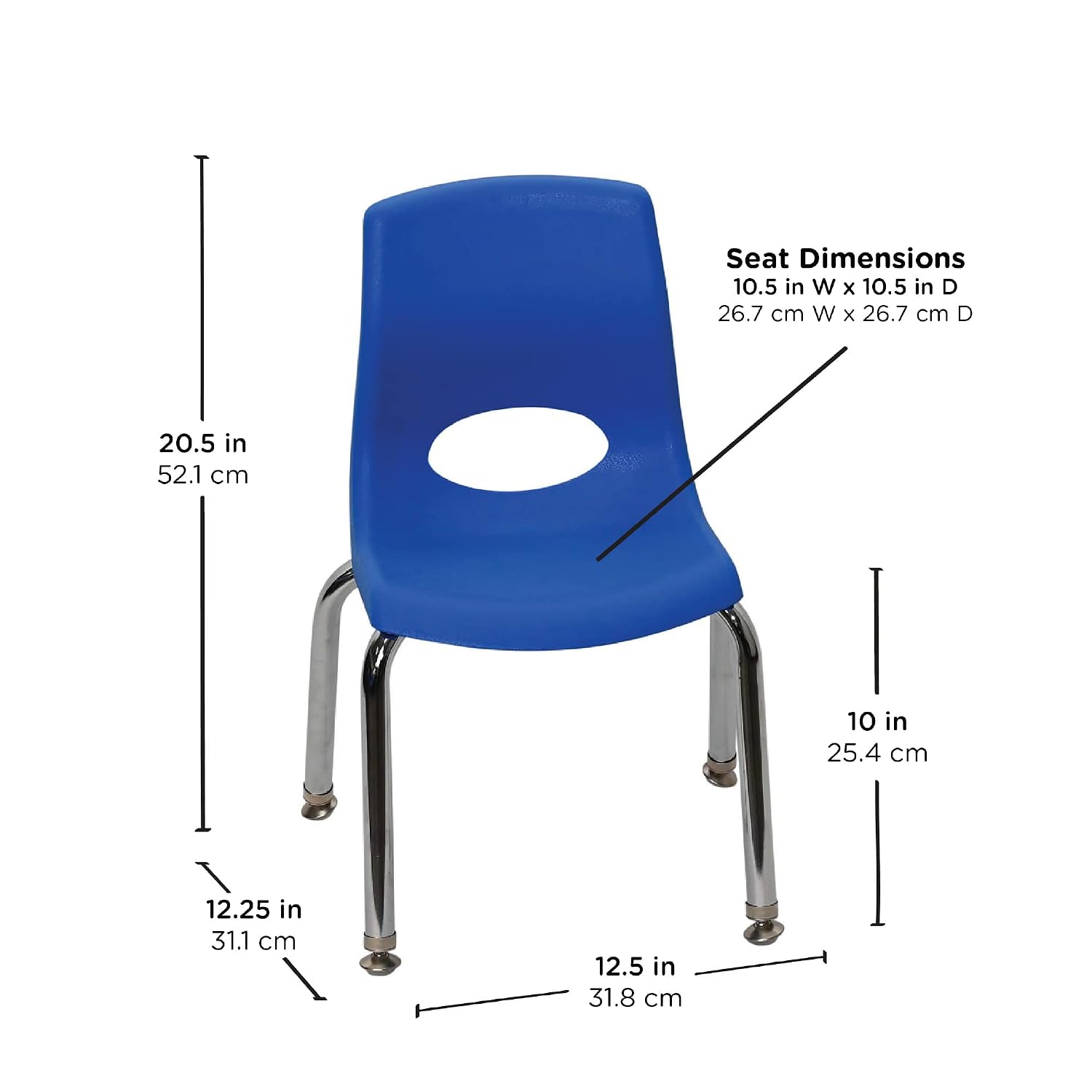 AUCT 19461 - $127 Children's Factory MyPosture Plus 10" H Chairs, Set-4 Blue with Chrome Legs, AB8010PB - Image 2