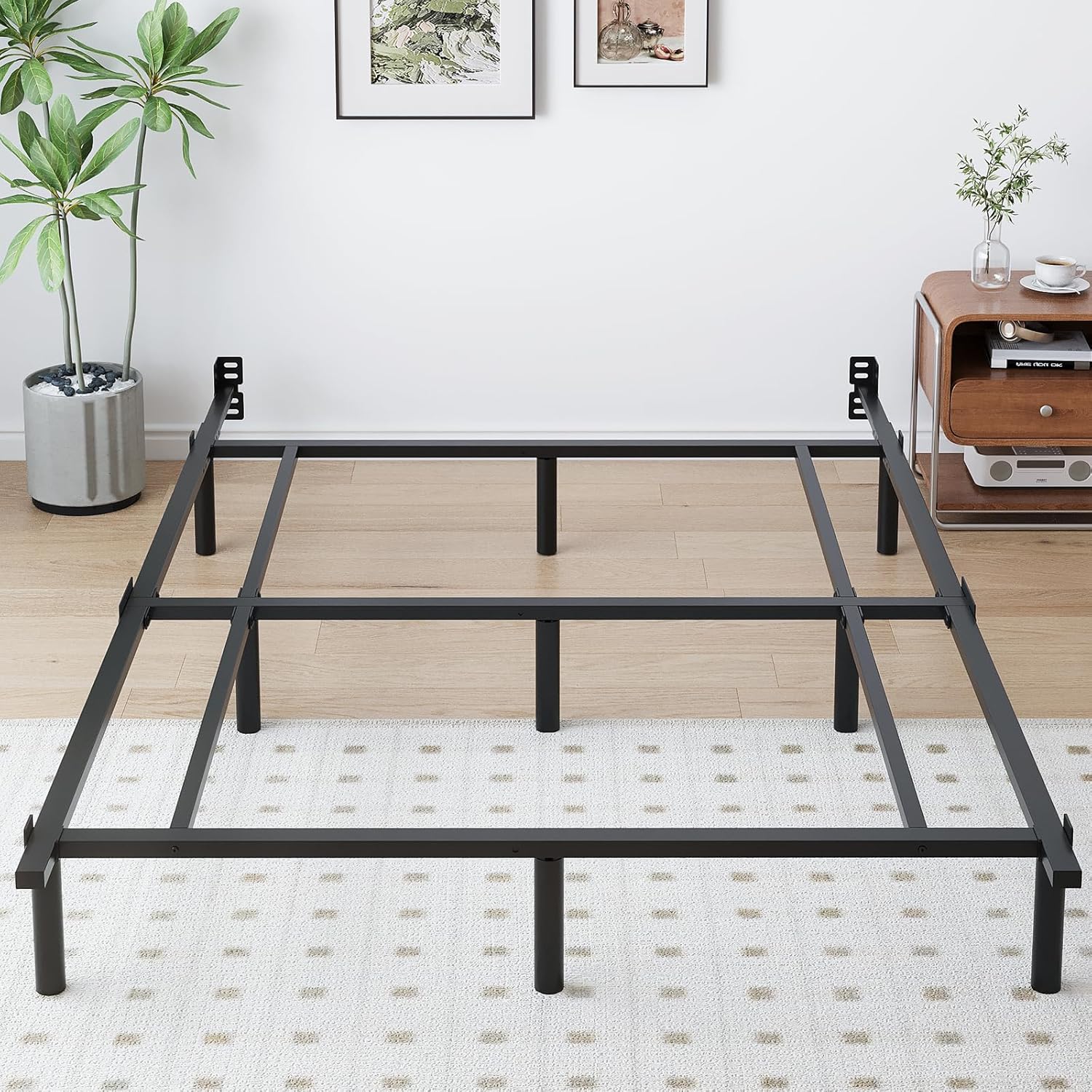 AUCT 19819 - $55 Queen Metal Bed Frame, 7 Inch Low Heavy Duty Platform Bed Frames Queen Size for Box Sp