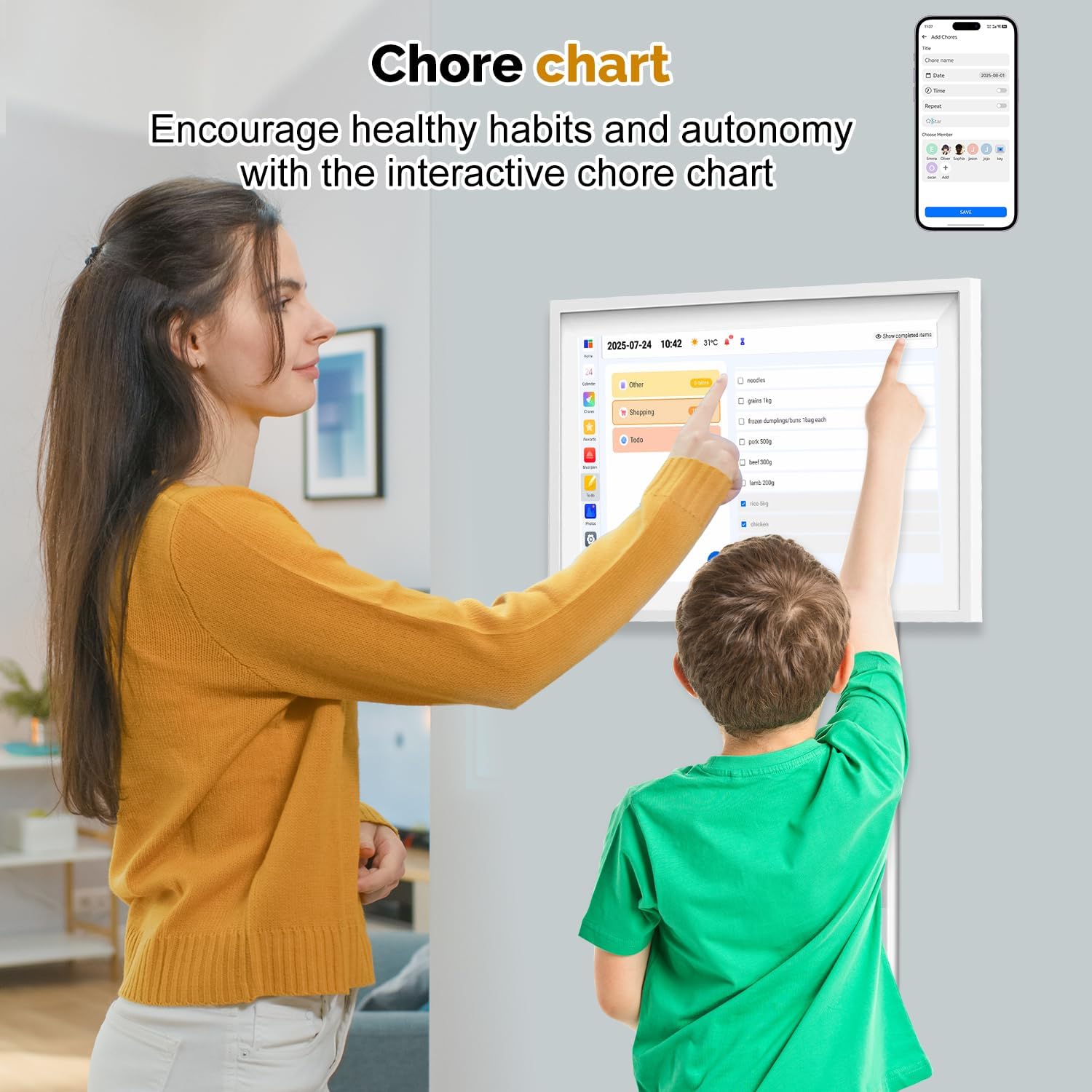 AUCT 18562 - $200 15.6" Digital Wall Calendar, No Subscription Smart Family Planner | 1920 x 1080 IPS T - Image 4