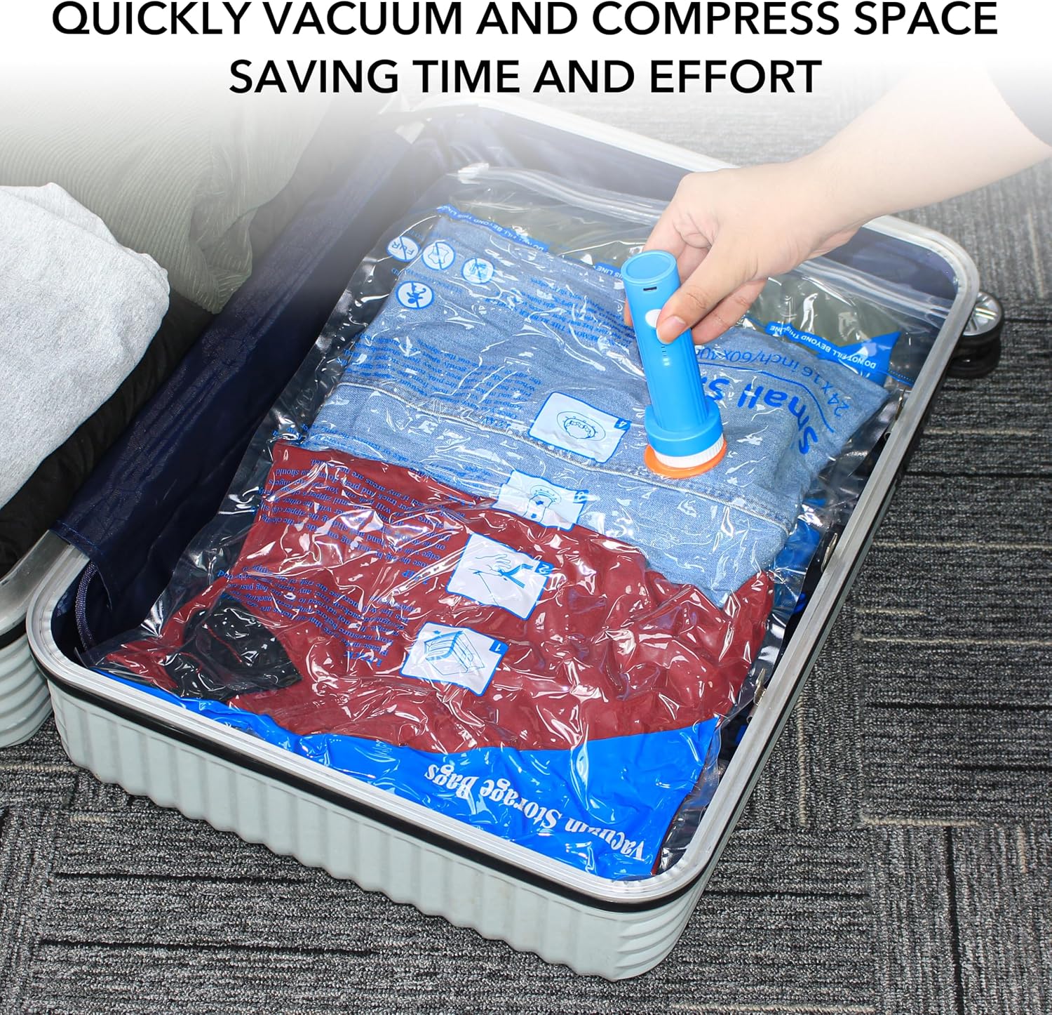 AUCT 18415 - 16 Pack Vacuum seal bags for clothing With Coldless Pump, Vacuum Storage Bags,Space Saver - Image 2