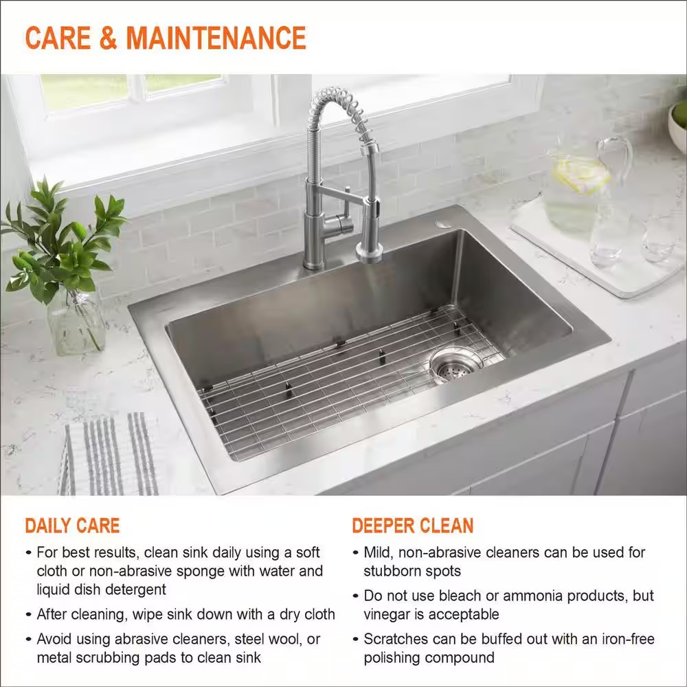 AUCT 18208 - $149 33 in. Drop-in Double Bowl 20 Gauge Stainless Steel Kitchen Sink with 4-Faucet Holes - Image 4