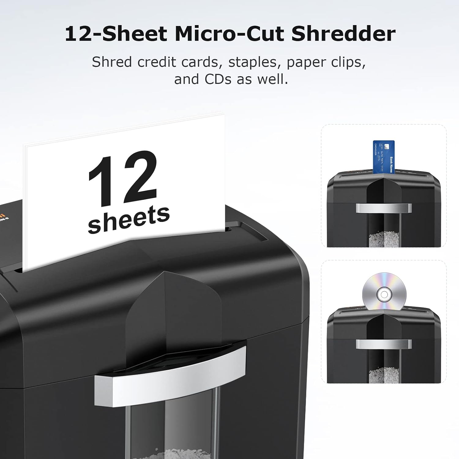 AUCT 18469 - $100 Bonsaii 12-Sheet Micro Cut Heavy Duty Paper Shredder for Home Office | Jam-Proof Syst - Image 3