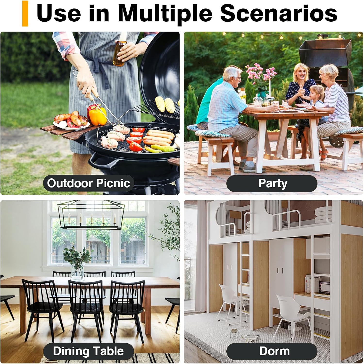 AUCT 19007 - Portable Folding Chair with Handle, Heavy Duty Round Fold Stool Chair - Image 3