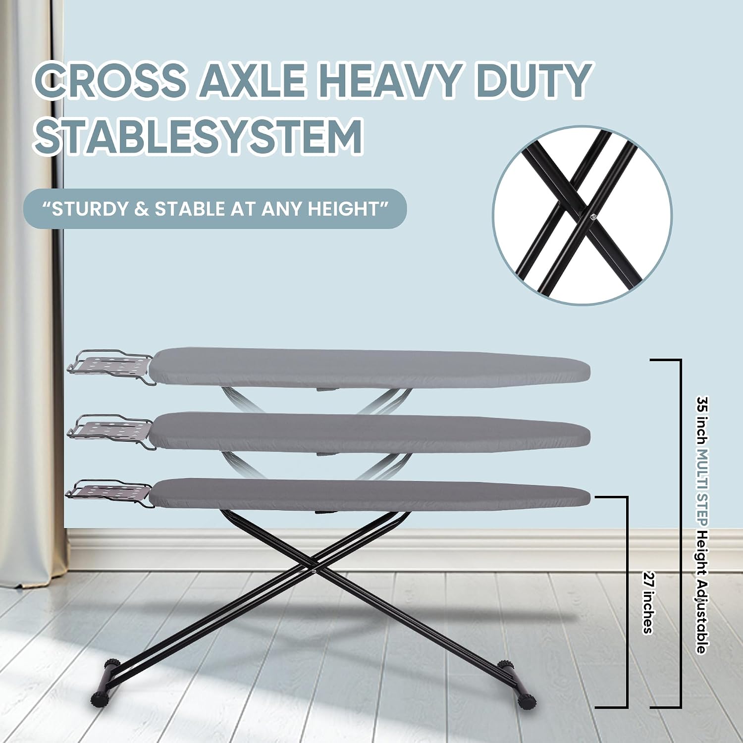 AUCT 19656 - $60 Jakeefud Deluxe Ironing Board with Heat Resistant Cover and Thicken Felt Pad, Heavy St - Image 3
