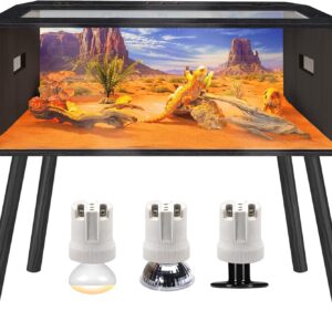 AUCT 20163 - $220 Prolee 80 Gallon Reptile Tank, Tempered Glass Bearded Dragon Tank with Wooden Roof an