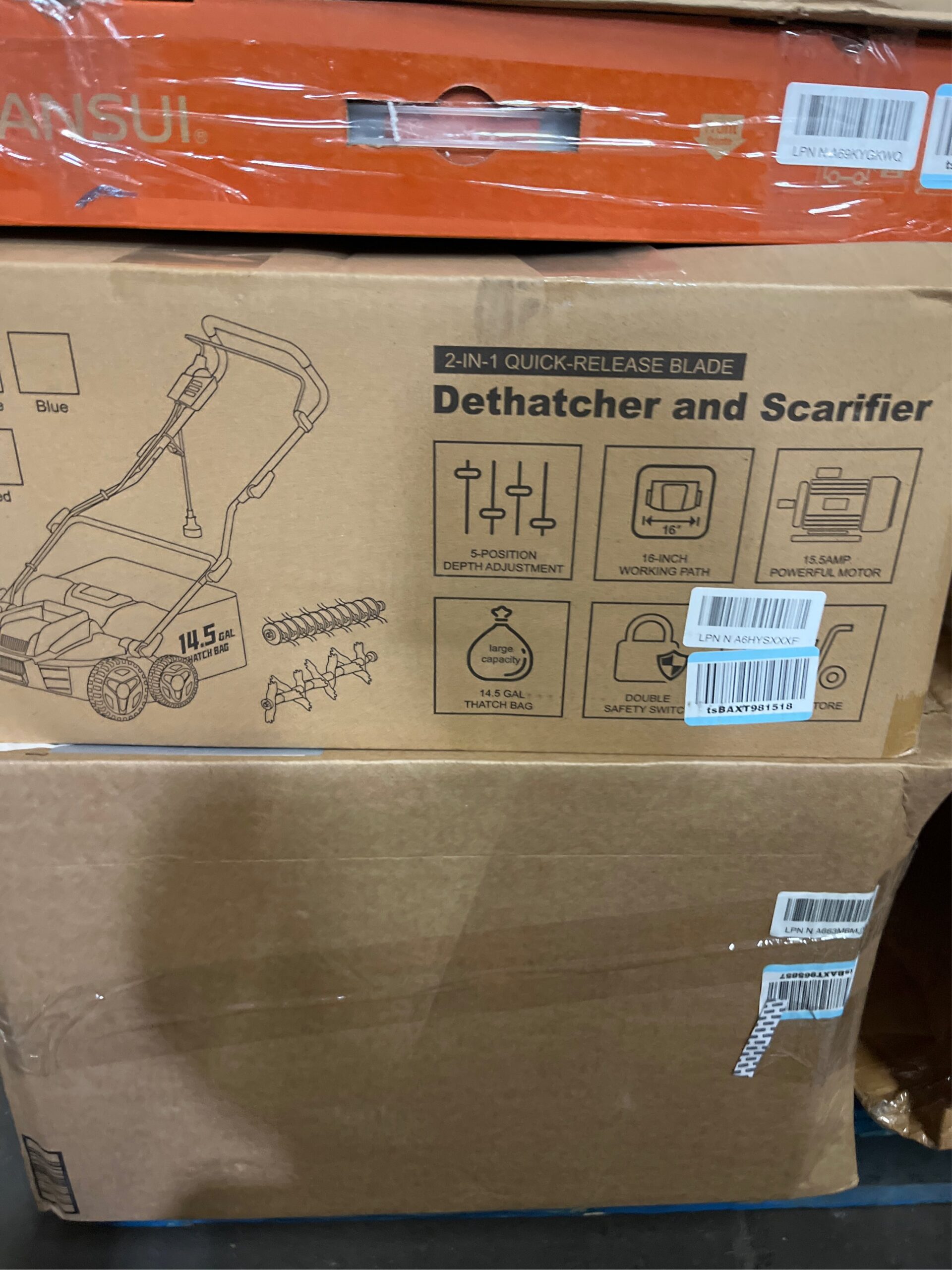 AUCT 18434 - $160 TIECTOWN 2026 Upgrade 16-Inch 15.5 Amp 2-in-1 Electric Dethatcher and Scarifier with - Image 5