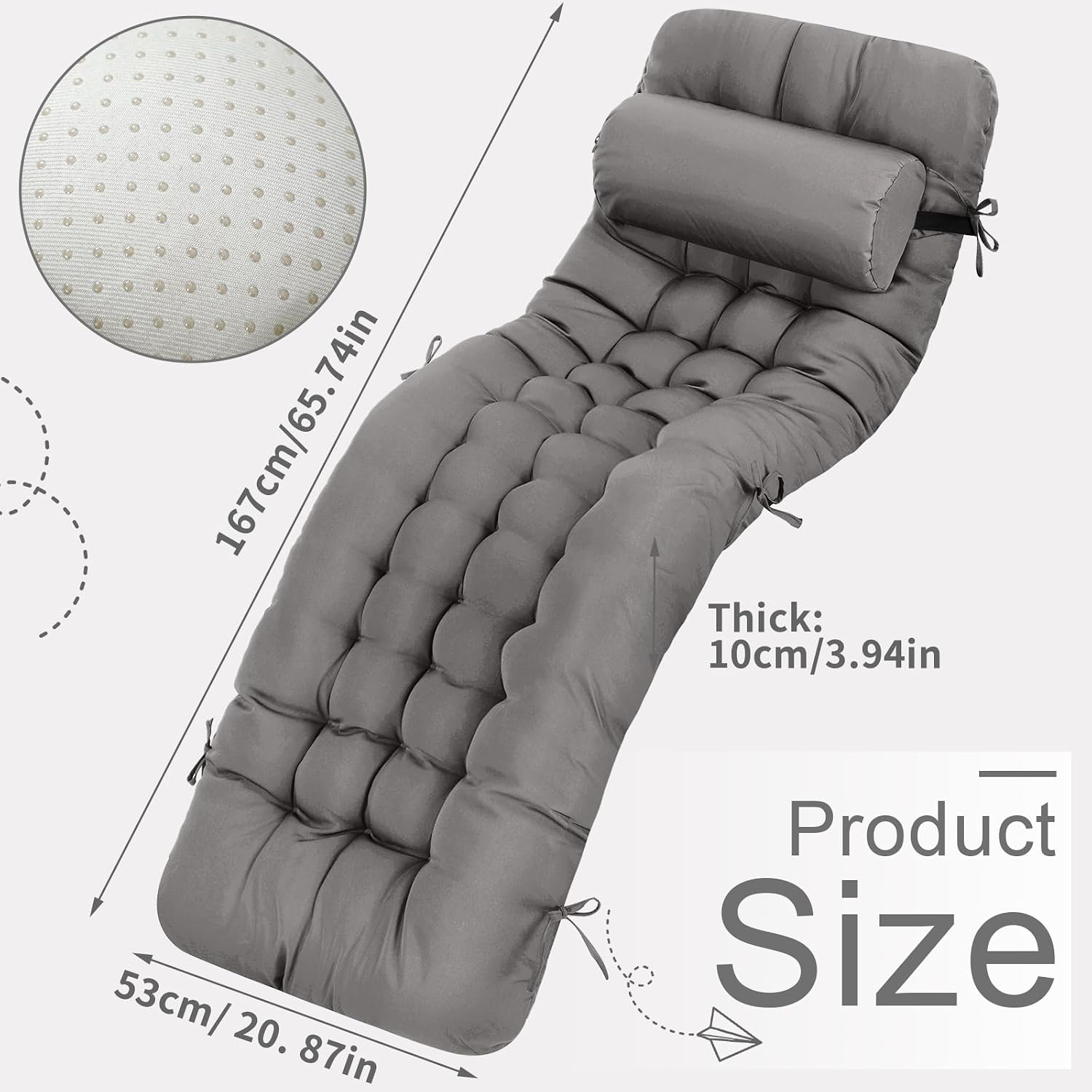 AUCT 18527 - $74 Tudomro Outdoor Chaise Lounge Cushion 66x21x4' Waterproof & Fade-Resistant Patio Pool - Image 2
