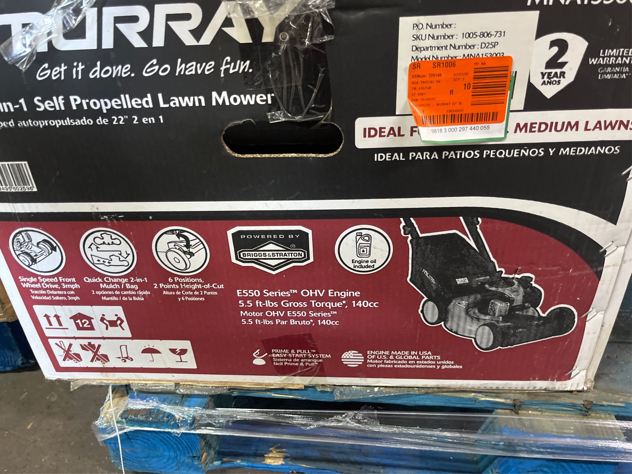 AUCT 19063 - $399 Murray 22 in. 140 cc Briggs & Stratton Walk Behind Gas Self-Propelled Lawn Mower with - Image 5