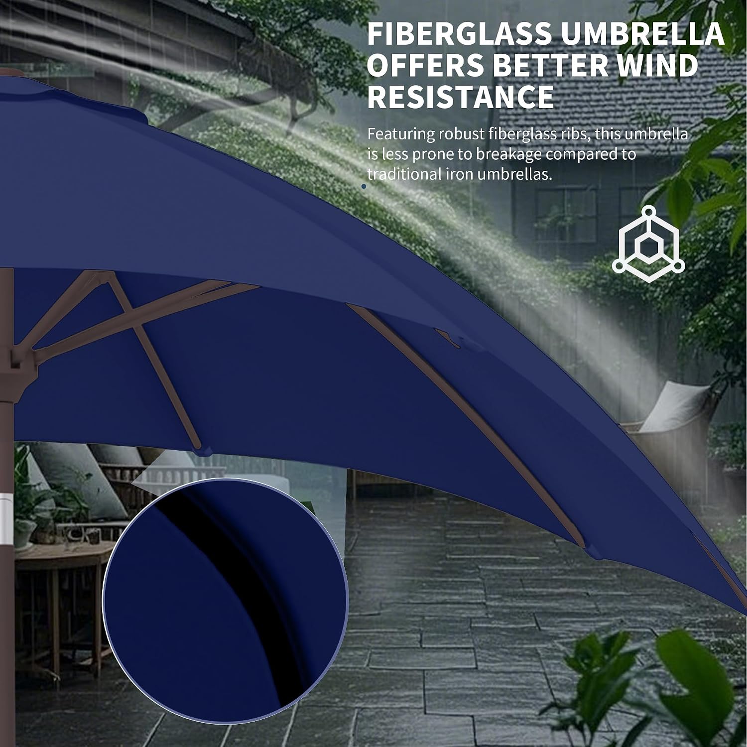 AUCT 17805 - Kingdura 9FT Outdoor Patio Umbrella, Round Market Table Umbrella with Push Button Tilt and - Image 3