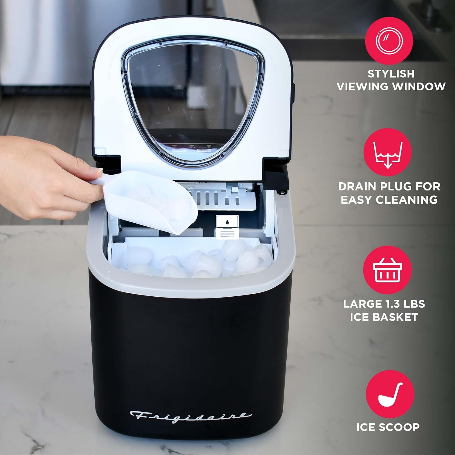 AUCT 18555 - $70 FRIGIDAIRE EFIC128AMZBLK Compact Countertop Ice Maker, 26 lb per Day, Black - Image 4