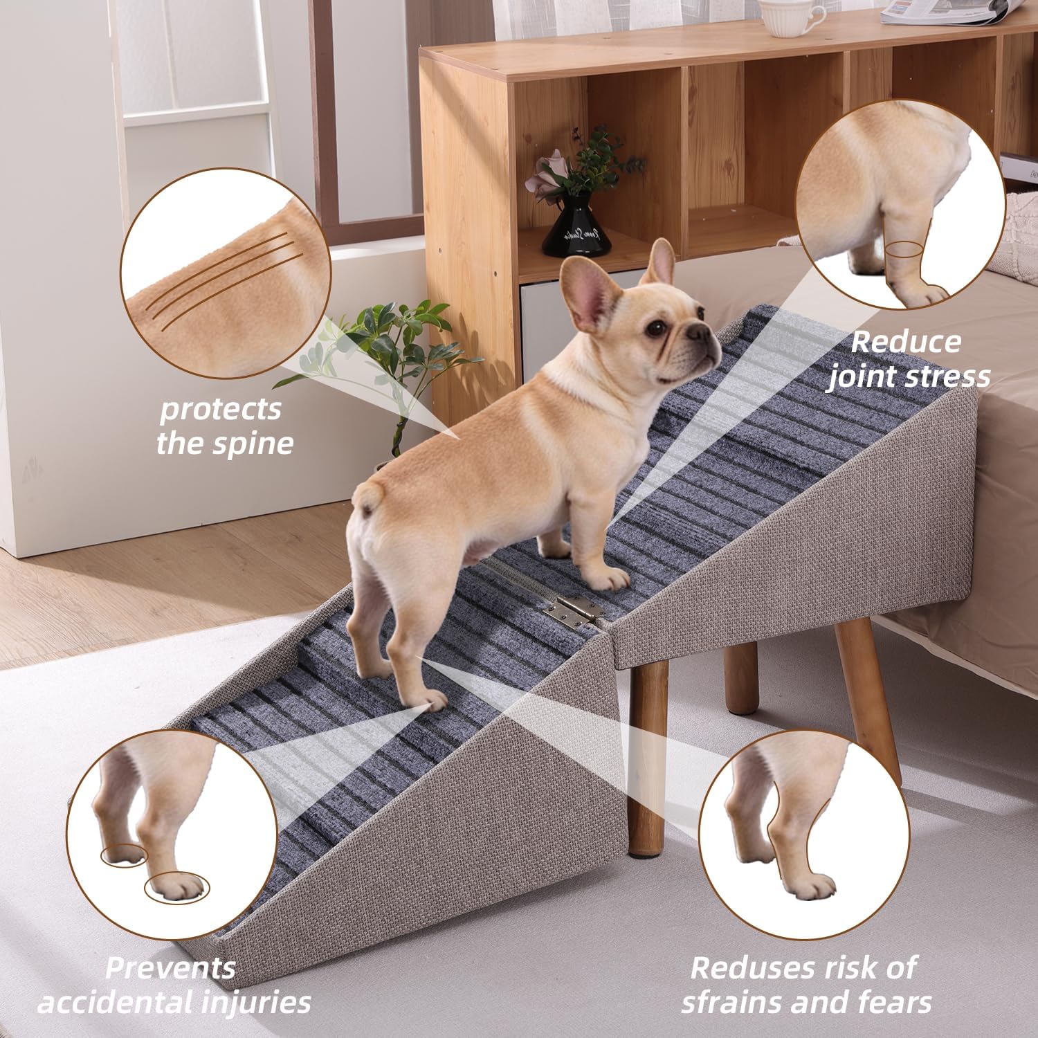 AUCT 18485 - $123 Dog Stairs 21.06" H 6-Step Pet Stairs for High Bed - Image 4