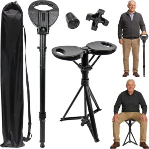 AUCT 19575 - $70 ALEVMOOM Upgraded Walking Cane with Seat, Capacity 440lbs Foldable Cane Chair for Adul