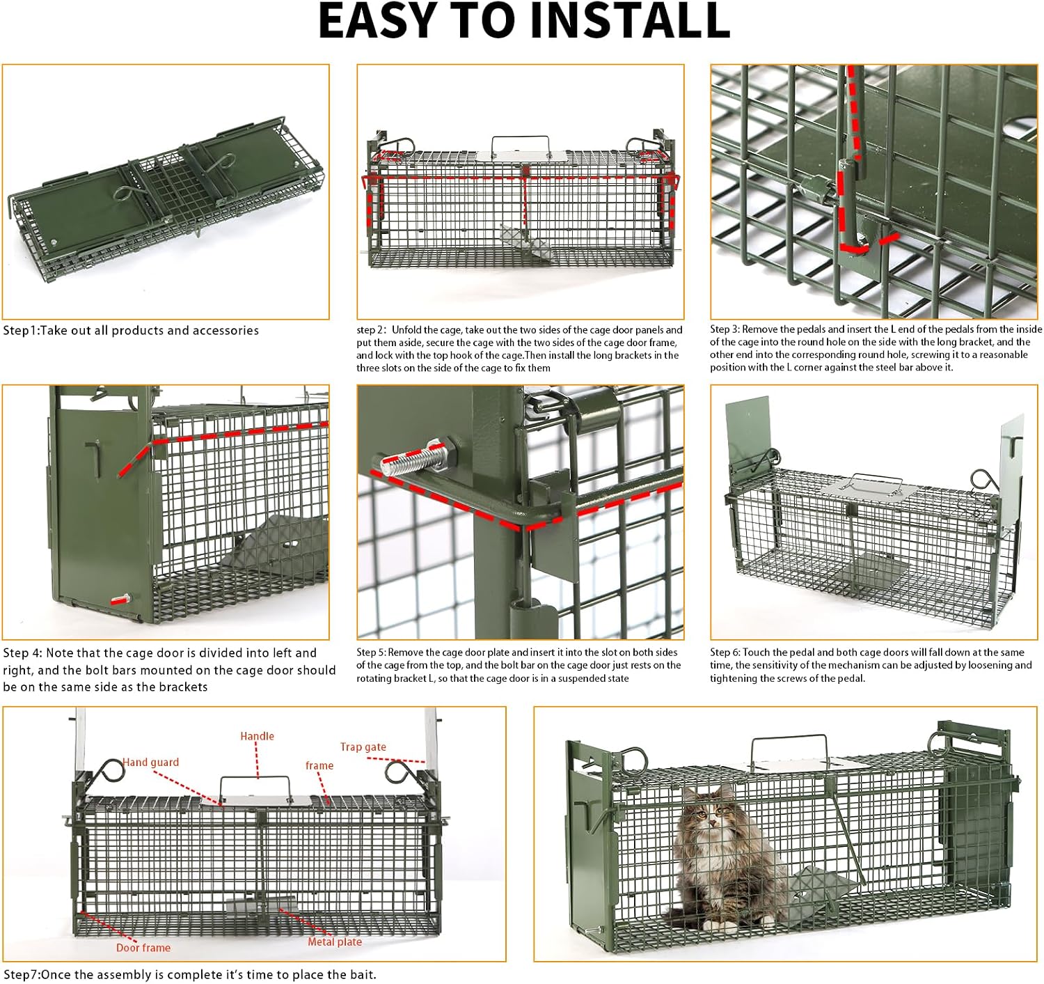 AUCT 17793 - $80 Timaze 40" Large Double-Door Live Animal Traps Cage | Foldable Animal Trap with Pedal - Image 3