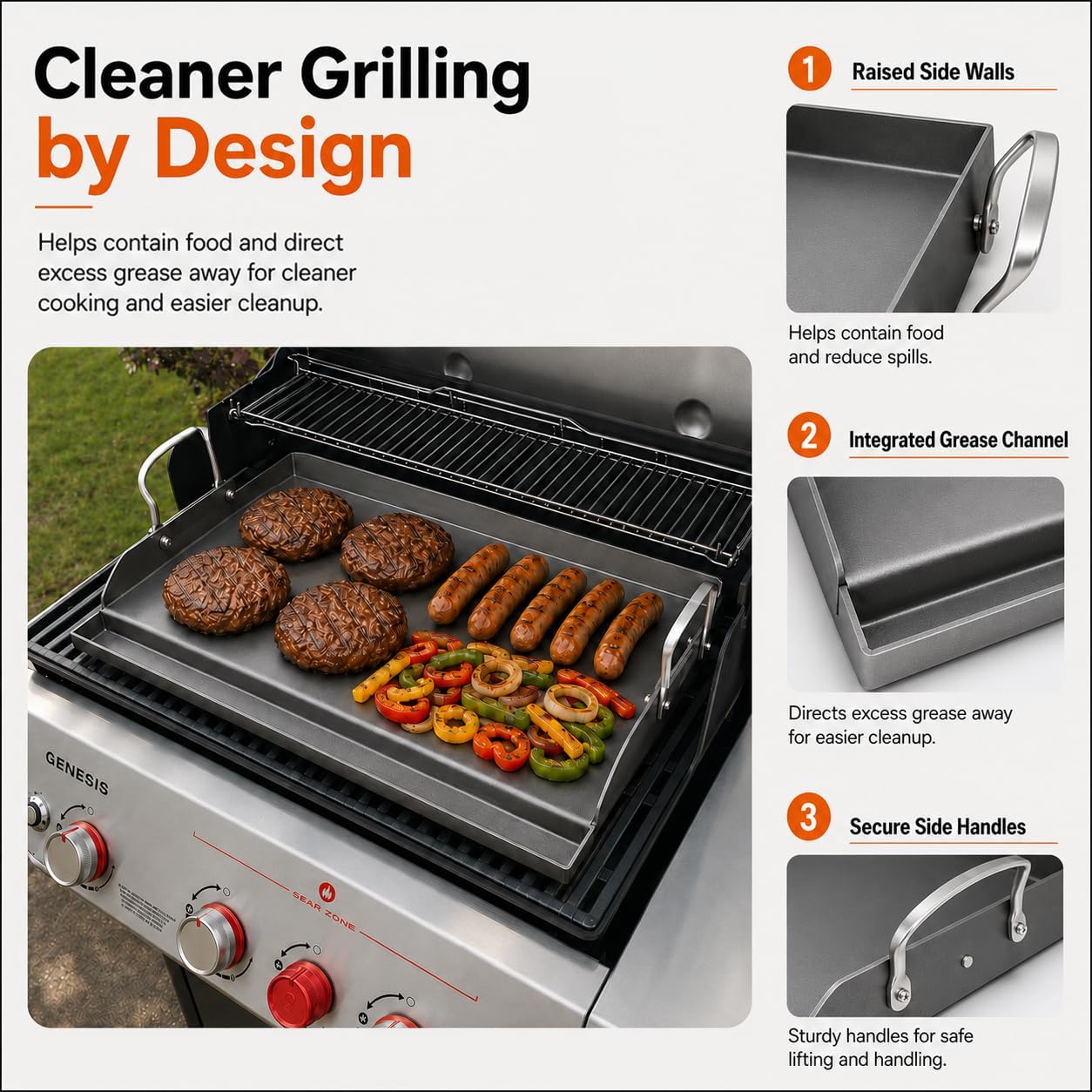 AUCT 19520 - $79 Hisencn 25"x16" Flat Top Griddle for Gas Grill and Stove, 4-5 Burner Grills - Image 3