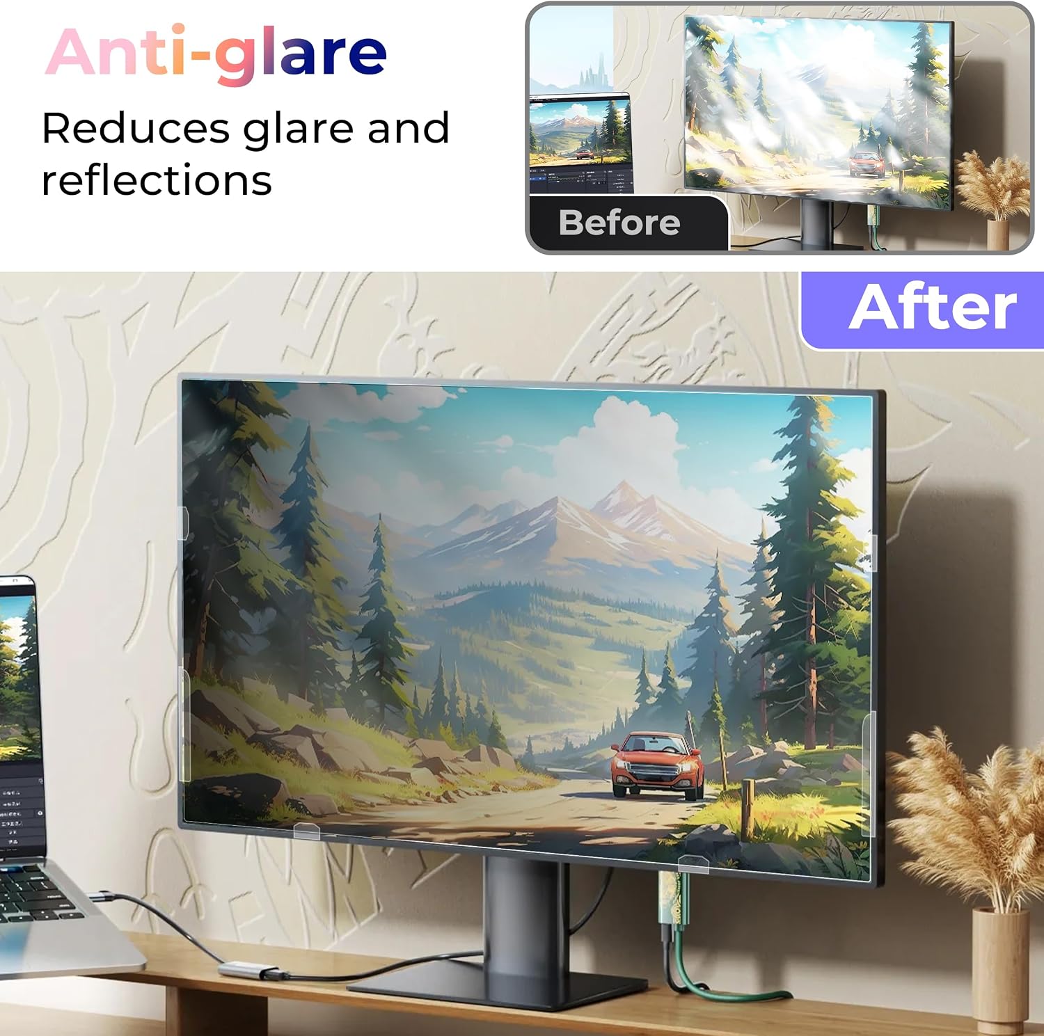 AUCT 18031 - 2 Pack 24 Inch Computer Privacy Screen Filter for Monitor 16:9 Aspect Ratio, Eye Protectio - Image 3