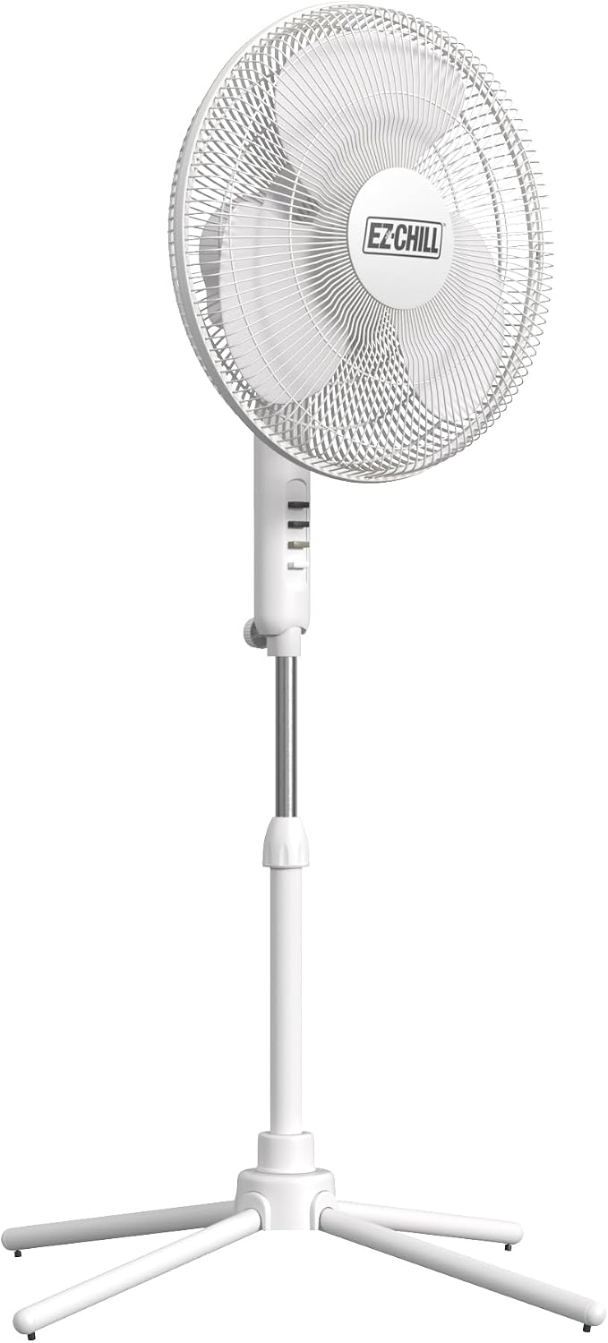 AUCT 19701 - EZ-CHILL 16" Oscillating Pedestal Fan, 3-Speed Options, 90-Degree Oscillating Head, Adjust - Image 2