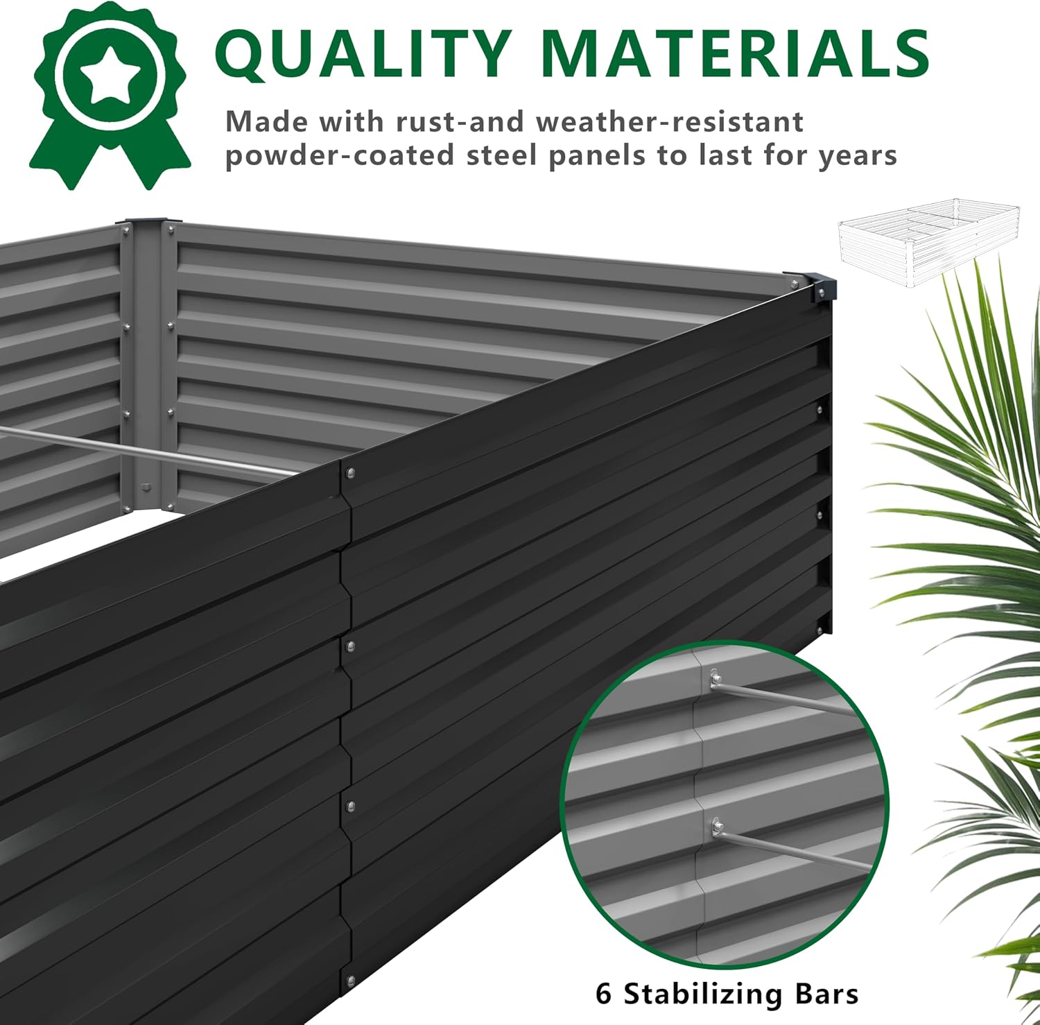 AUCT 18166 - $66 DIIYIV 12x4x1.5FT Galvanized Raised Garden Bed,Vegetable Boxes-Rectangle Metal Flower - Image 4