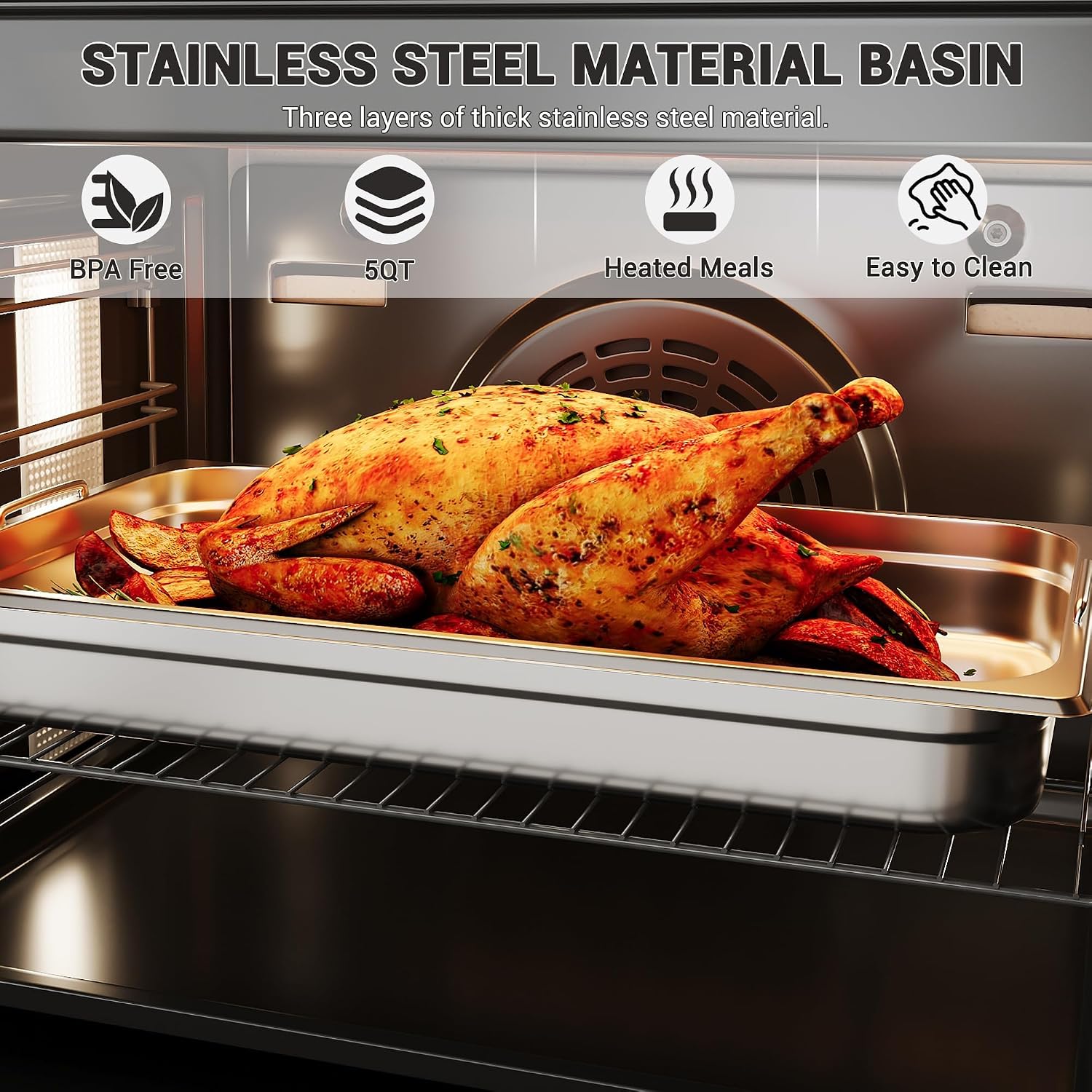AUCT 18374 - $86 6 Pack Full Size Hotel Pans 2.5 Inch Deep with Hand, 304 Stainless Steel Steam Table, - Image 2
