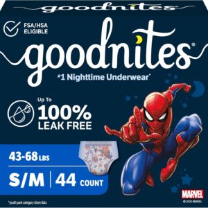 AUCT 18473 - GoodNites Boys Nighttime Underwear, Size S/M, 44 Ct, 2 Packs of 22