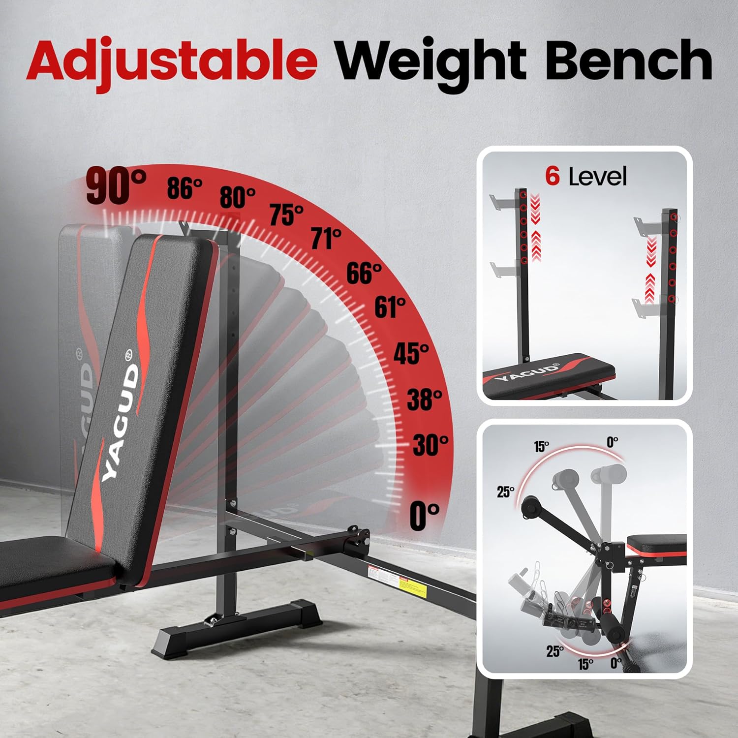 AUCT 18165 - $105 Weight Bench Set, 880LBS Adjustable Bench Press Set with Leg Extension and Barbell Ra - Image 3
